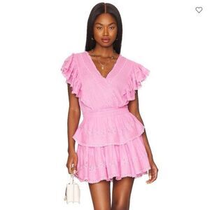 NWT LoveShackFancy Gwen Dress Rose Bloom Pink Tiered Ruffle Size Small $395 MSRP